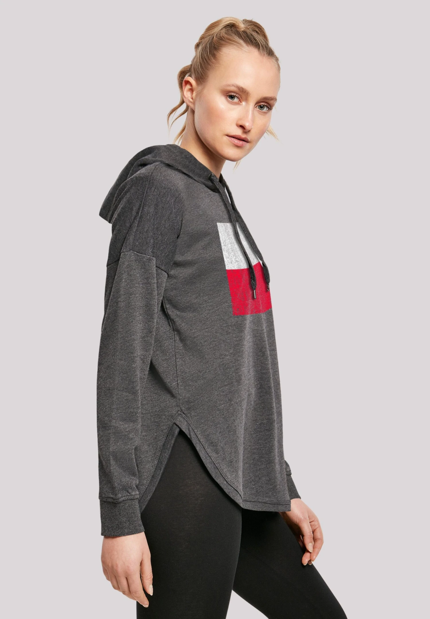 F4NT4STIC Polen Flagge Distressed - Hoodie - Charcoal 6 F4NT4STIC Polen Flagge Distressed - Hoodie - Charcoal - Afbeelding 4