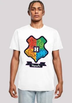 F4NT4STIC Harry Potter Hogwarts Junior Crest - T-Shirt Print - White