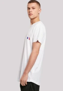 F4NT4STIC Frankreich Flagge Fahne - T-Shirt Print - Weiß -F4Nt4Stic a4b3167a914f4af490e87374b45281b6