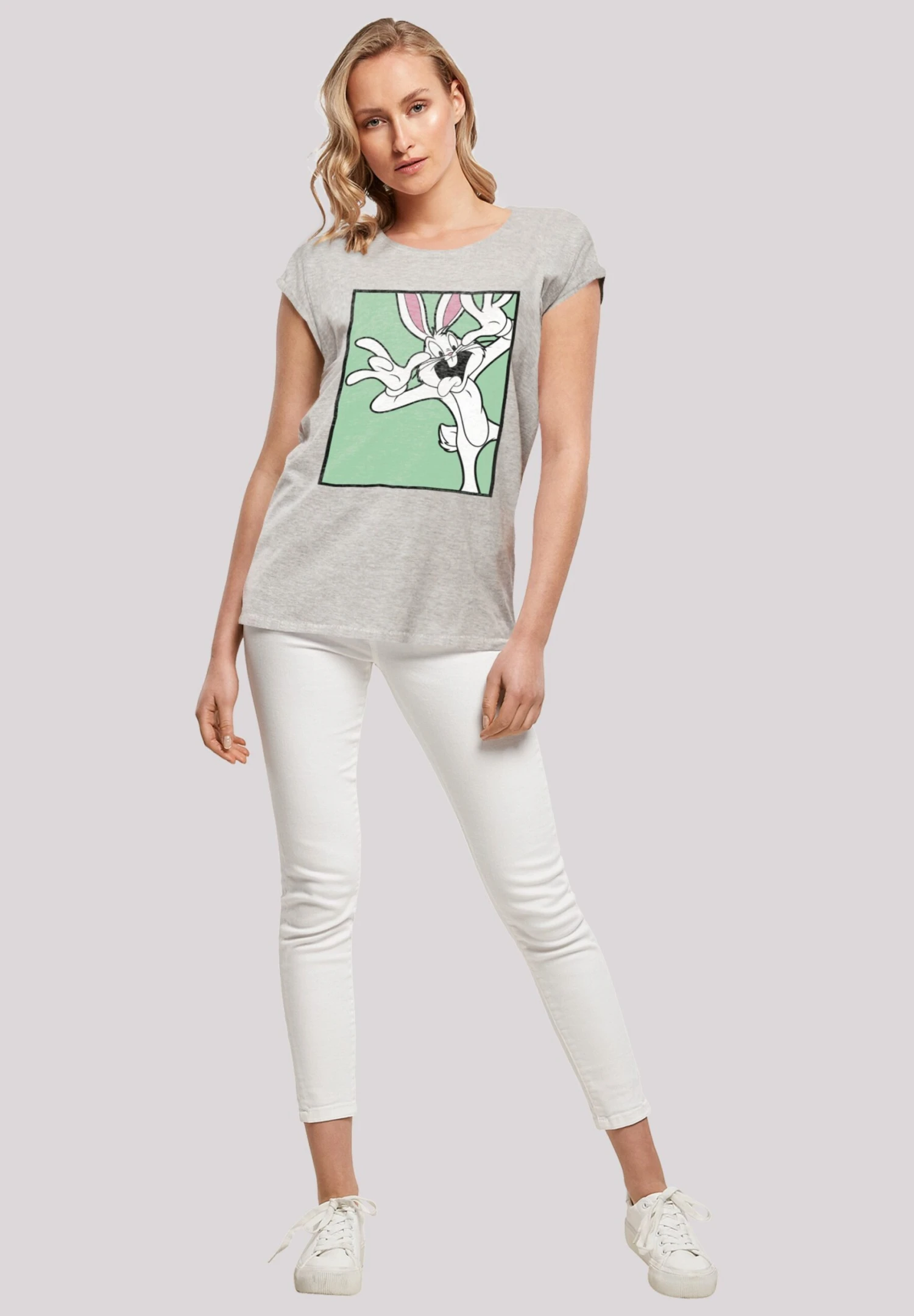 F4NT4STIC Looney Tunes Bugs Bunny Funny Face - T-Shirt Print - Heather Grey 4 F4NT4STIC Looney Tunes Bugs Bunny Funny Face - T-Shirt Print - Heather Grey - Afbeelding 2