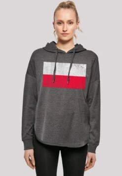 F4NT4STIC Polen Flagge Distressed - Hoodie - Charcoal