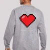 F4NT4STIC Pixel Herz Happy New Year Silvester - Sweater - Heather Grey -F4Nt4Stic a9659e93108b437baa190403bb8dc76e
