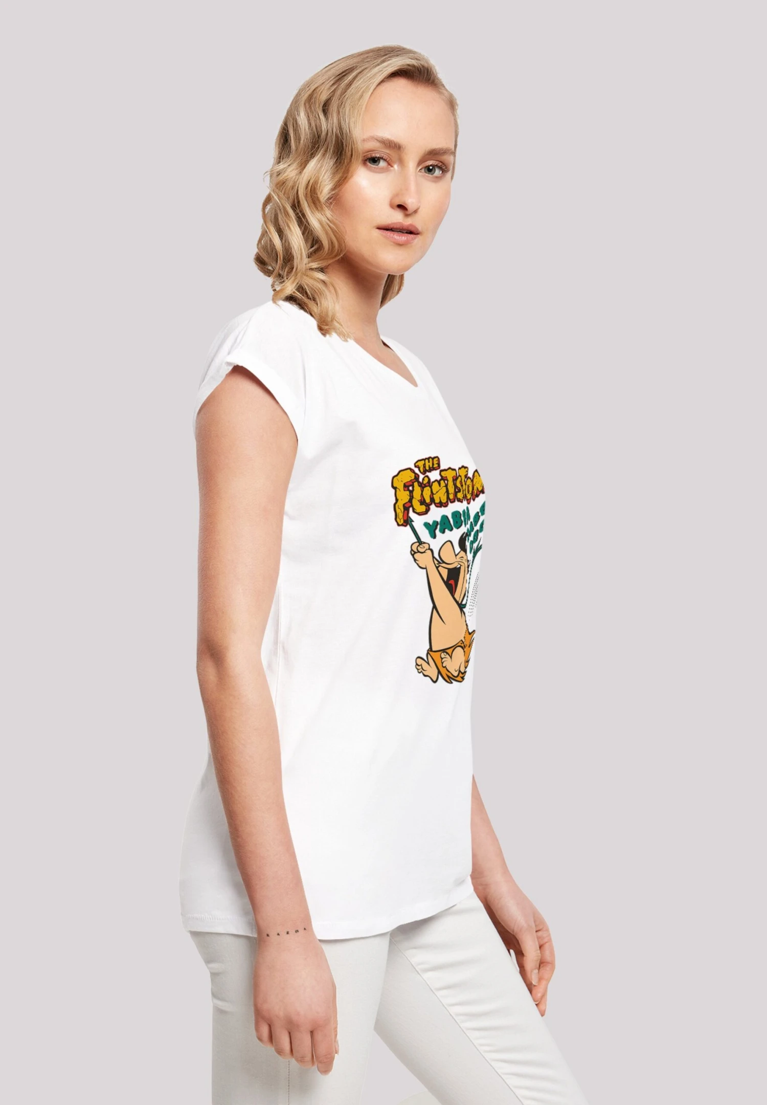 F4NT4STIC Extended ShoulderDie Familie Feuerstein Fred Yabba Dabb - T-Shirt Print - White 7 F4NT4STIC Extended ShoulderDie Familie Feuerstein Fred Yabba Dabb - T-Shirt Print - White - Afbeelding 5