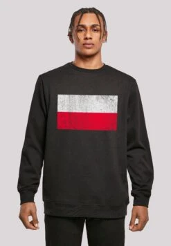 F4NT4STIC Poland Polen Flagge Distressed - Sweater - Schwarz