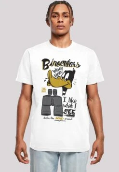 F4NT4STIC Looney Tunes Daffy Duck Binoculars Vintage - T-Shirt Print - White