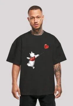 F4NT4STIC Disney Winnie The Pooh & Balloon - T-Shirt Print - Black