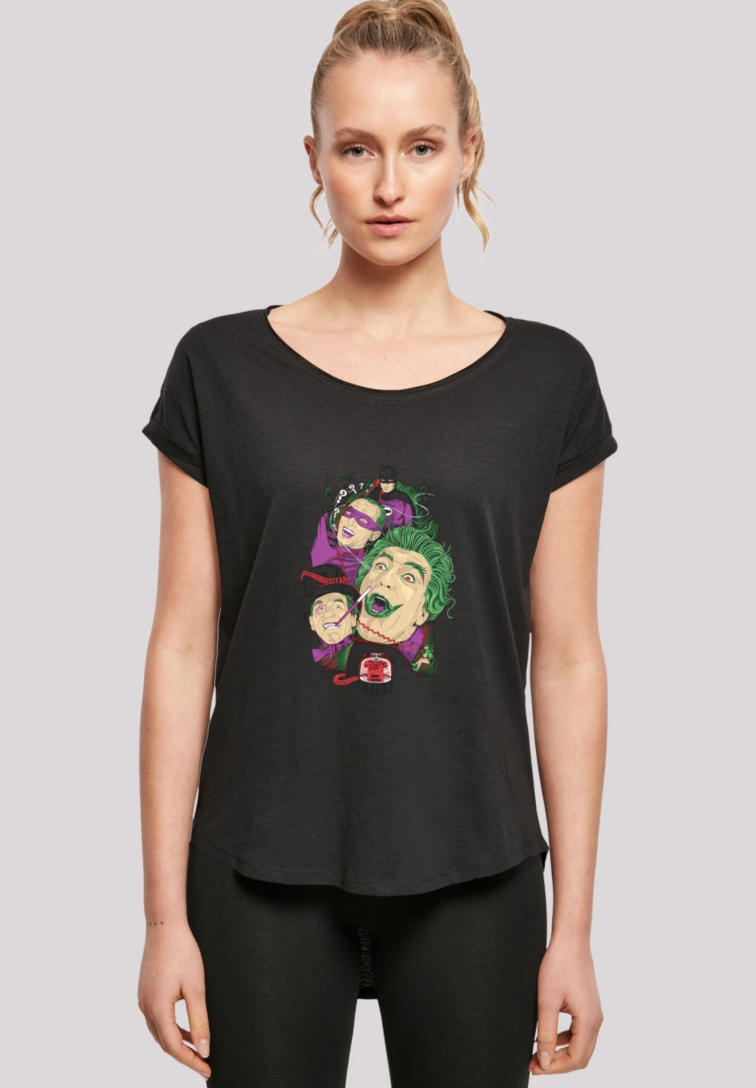 F4NT4STIC Batman Tv Series Rogues Gallery -Blk With Long - T-Shirt Print - Black 3 F4NT4STIC Batman Tv Series Rogues Gallery -Blk With Long - T-Shirt Print - Black