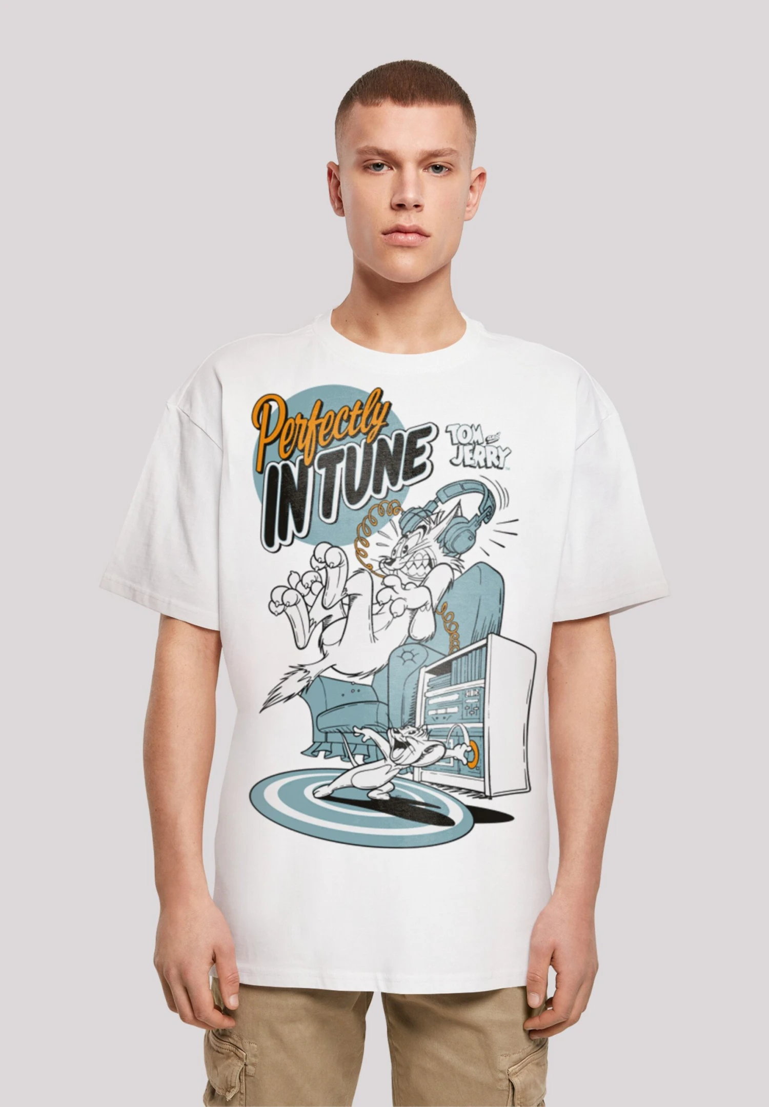 F4NT4STIC Tom Und Jerry Perfectly In Tune - T-Shirt Print - White 3 F4NT4STIC Tom Und Jerry Perfectly In Tune - T-Shirt Print - White