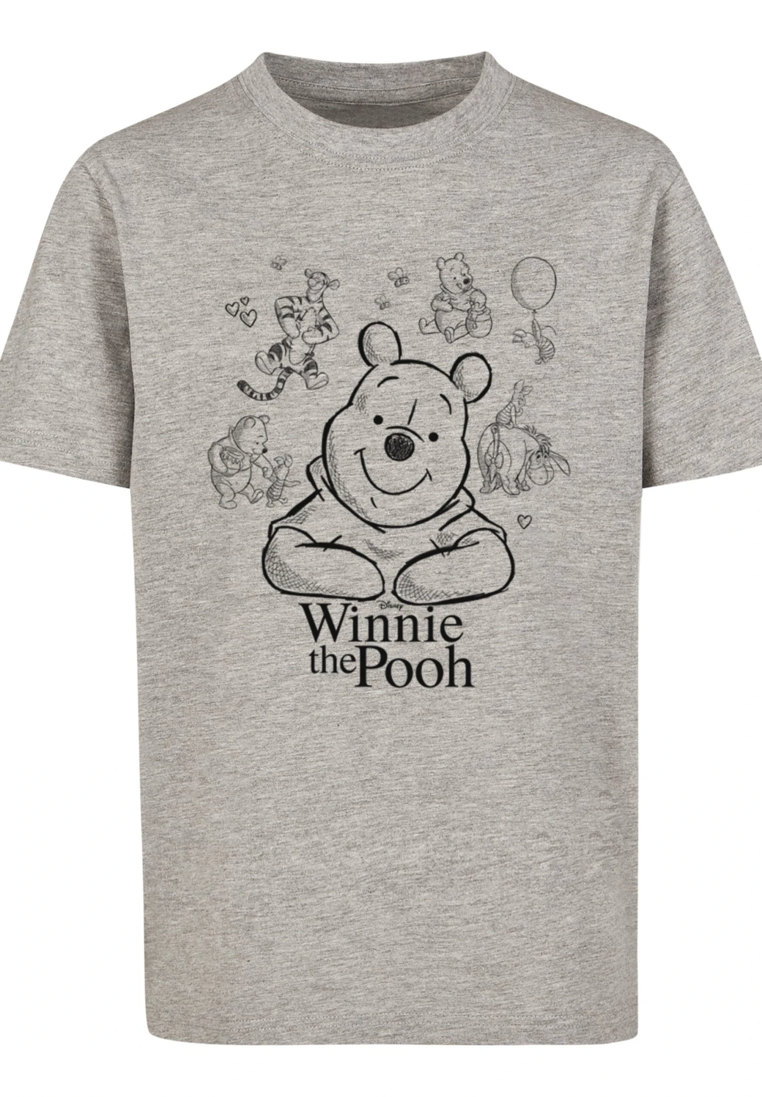 F4NT4STIC Disney Winnie Puuh Der Bär Collage Sketch - T-Shirt Print - Heather Grey 8 F4NT4STIC Disney Winnie Puuh Der Bär Collage Sketch - T-Shirt Print - Heather Grey - Afbeelding 6