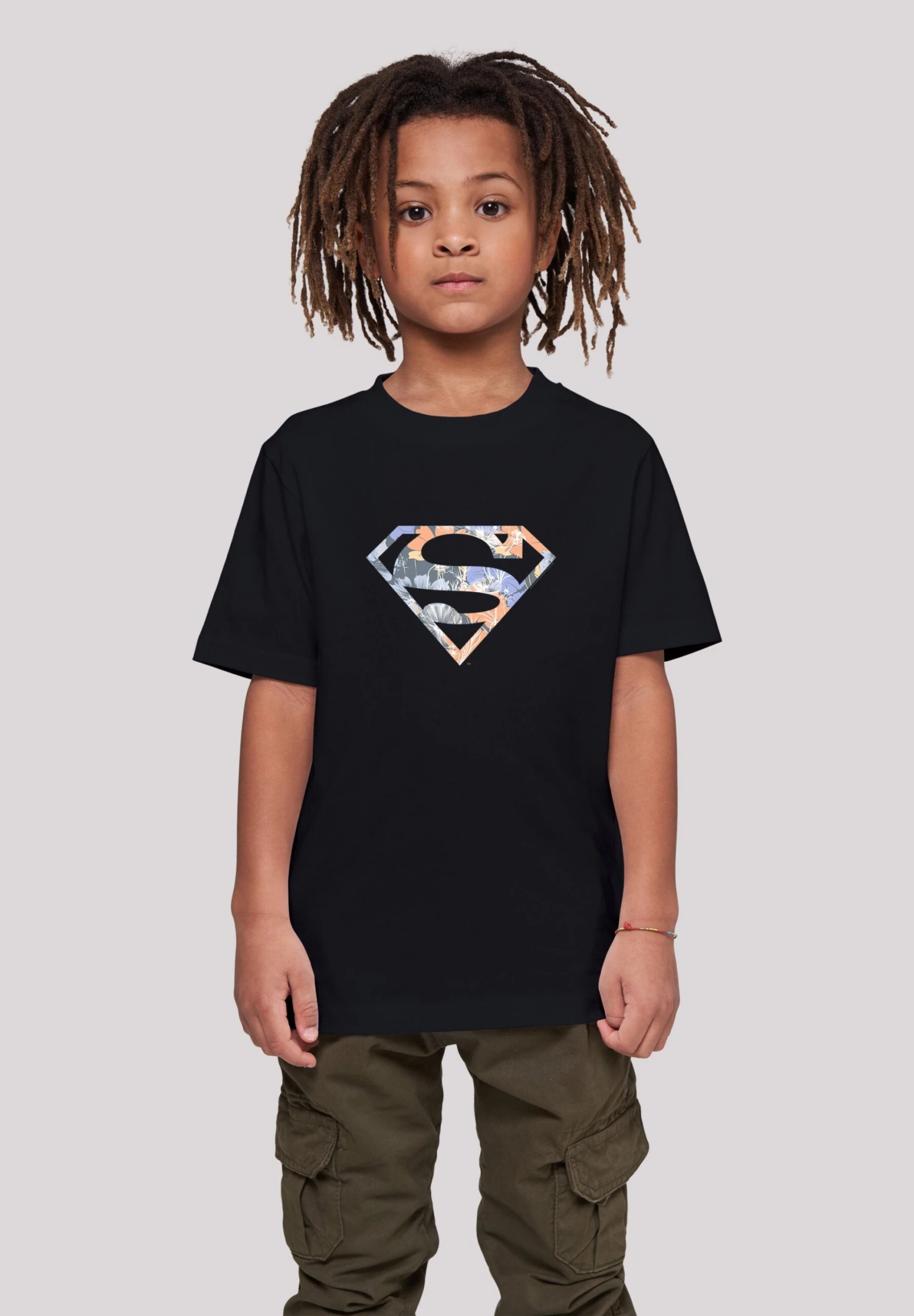 F4NT4STIC Dc Comics Superman Floral Logo Superheld - T-Shirt Print - Black 4 F4NT4STIC Dc Comics Superman Floral Logo Superheld - T-Shirt Print - Black - Afbeelding 2