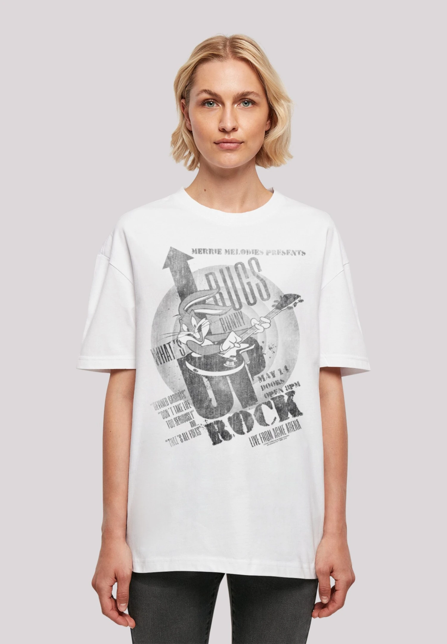 F4NT4STIC Looney Tunes Trickfilm Serie Cartoon Bugs Bunny What'S Up Rock - T-Shirt Print - White 3 F4NT4STIC Looney Tunes Trickfilm Serie Cartoon Bugs Bunny What'S Up Rock - T-Shirt Print - White