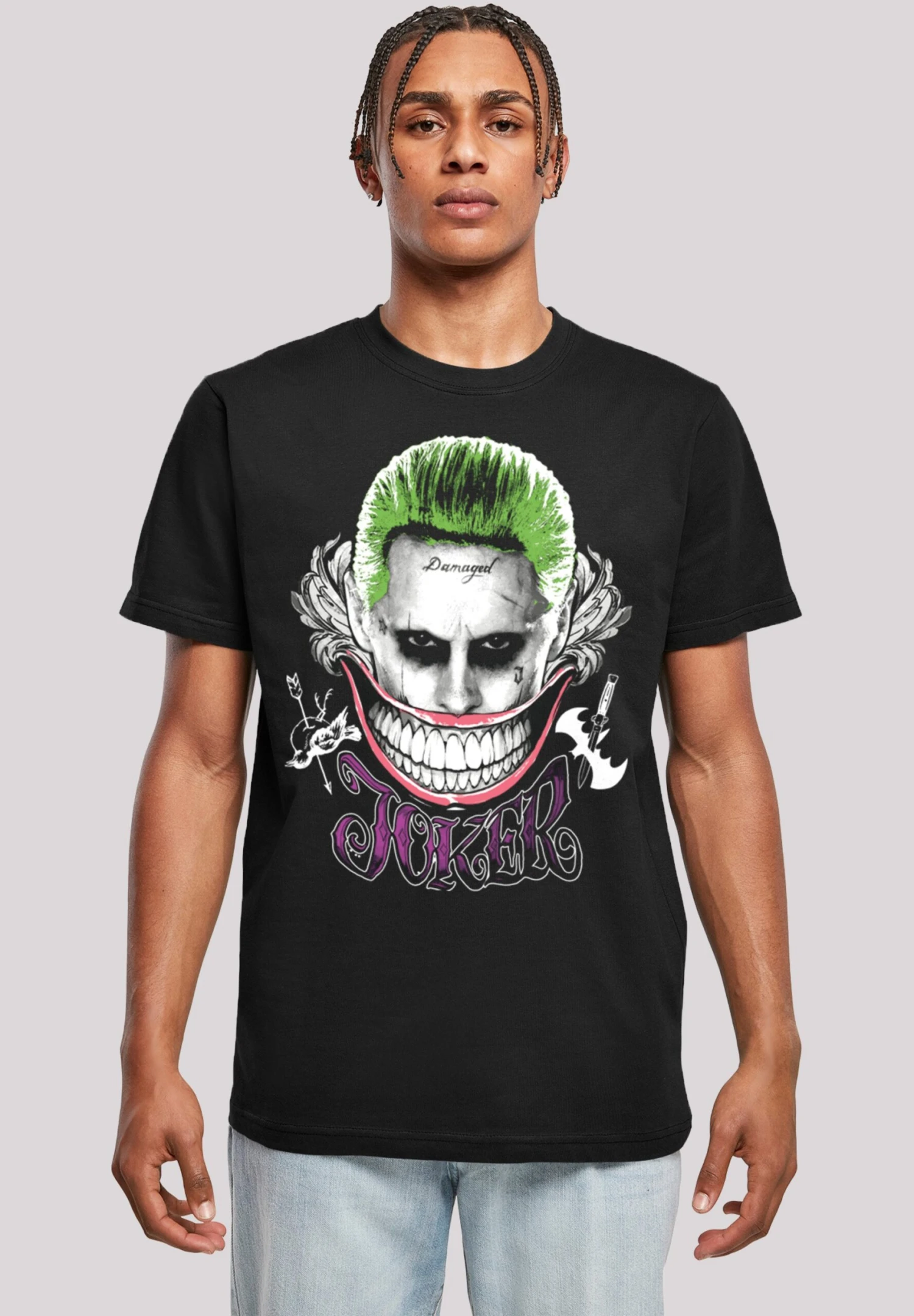 F4NT4STIC Suicide Squad Joker Coloured Smile - T-Shirt Print - Black 3 F4NT4STIC Suicide Squad Joker Coloured Smile - T-Shirt Print - Black