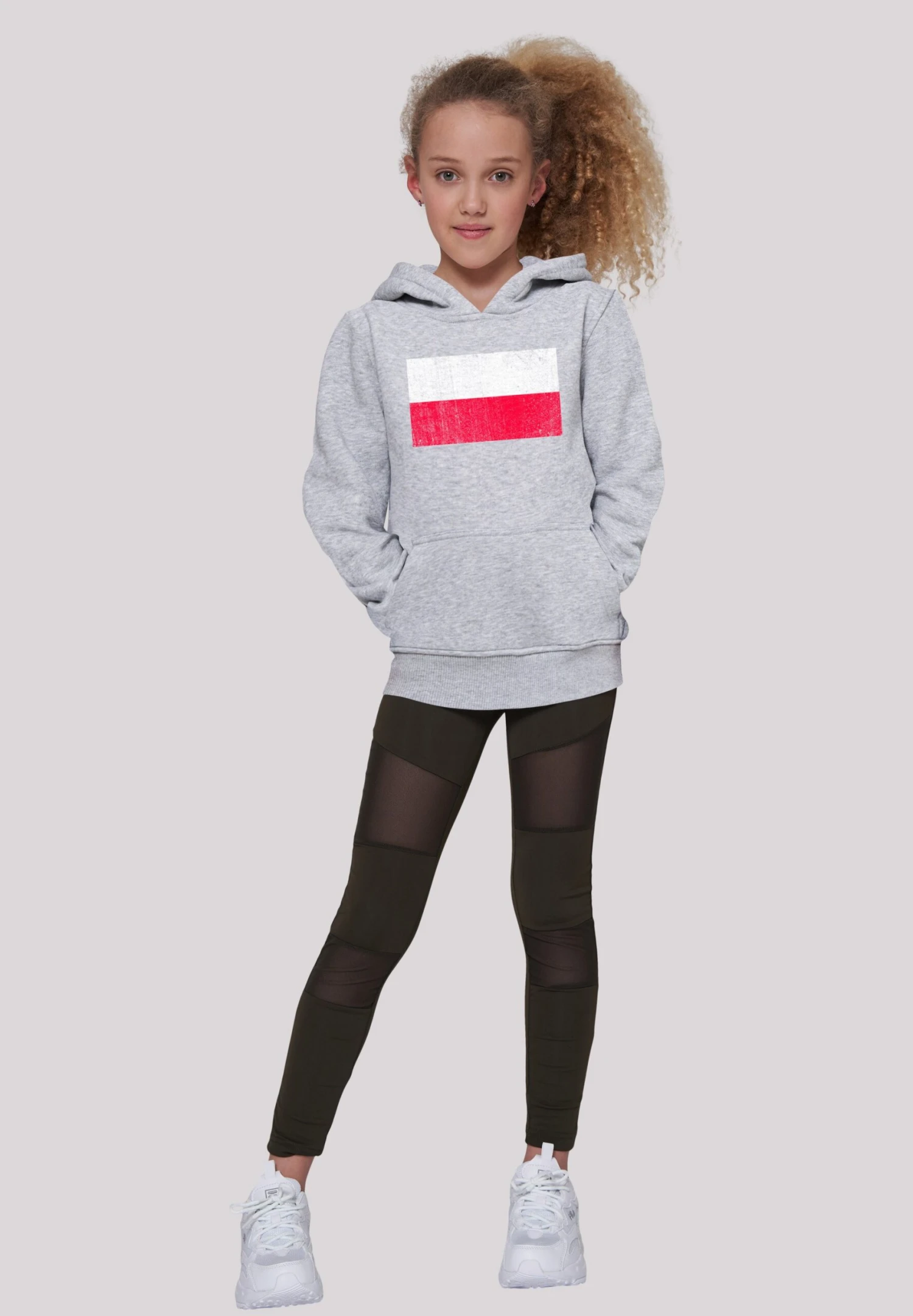 F4NT4STIC Polen Flagge Distressed - Hoodie - Heather Grey 3 F4NT4STIC Polen Flagge Distressed - Hoodie - Heather Grey
