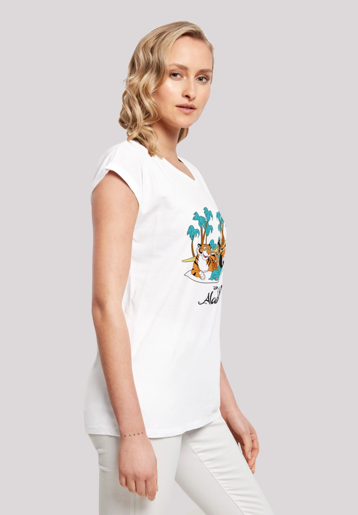 F4NT4STIC Disney Aladdin Jasmine Abu Rajah Beach - T-Shirt Print - White 7 F4NT4STIC Disney Aladdin Jasmine Abu Rajah Beach - T-Shirt Print - White - Afbeelding 5