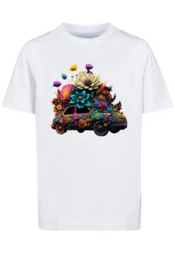 F4NT4STIC Blumen Auto Unisex Tee - T-Shirt Print - Weiß -F4Nt4Stic ce4784b407b14d04b3d14c5da80c2a3d