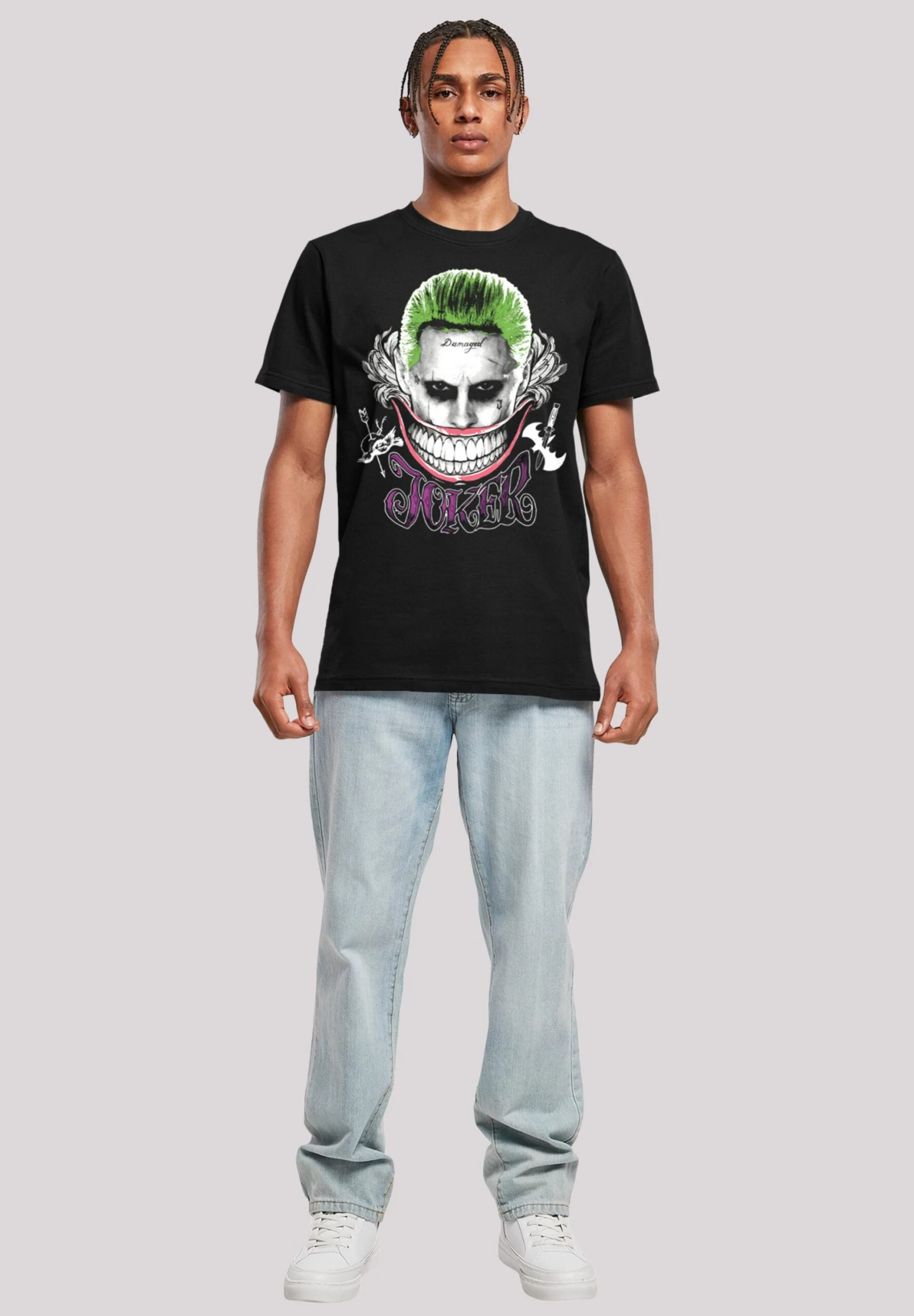 F4NT4STIC Suicide Squad Joker Coloured Smile - T-Shirt Print - Black 4 F4NT4STIC Suicide Squad Joker Coloured Smile - T-Shirt Print - Black - Afbeelding 2