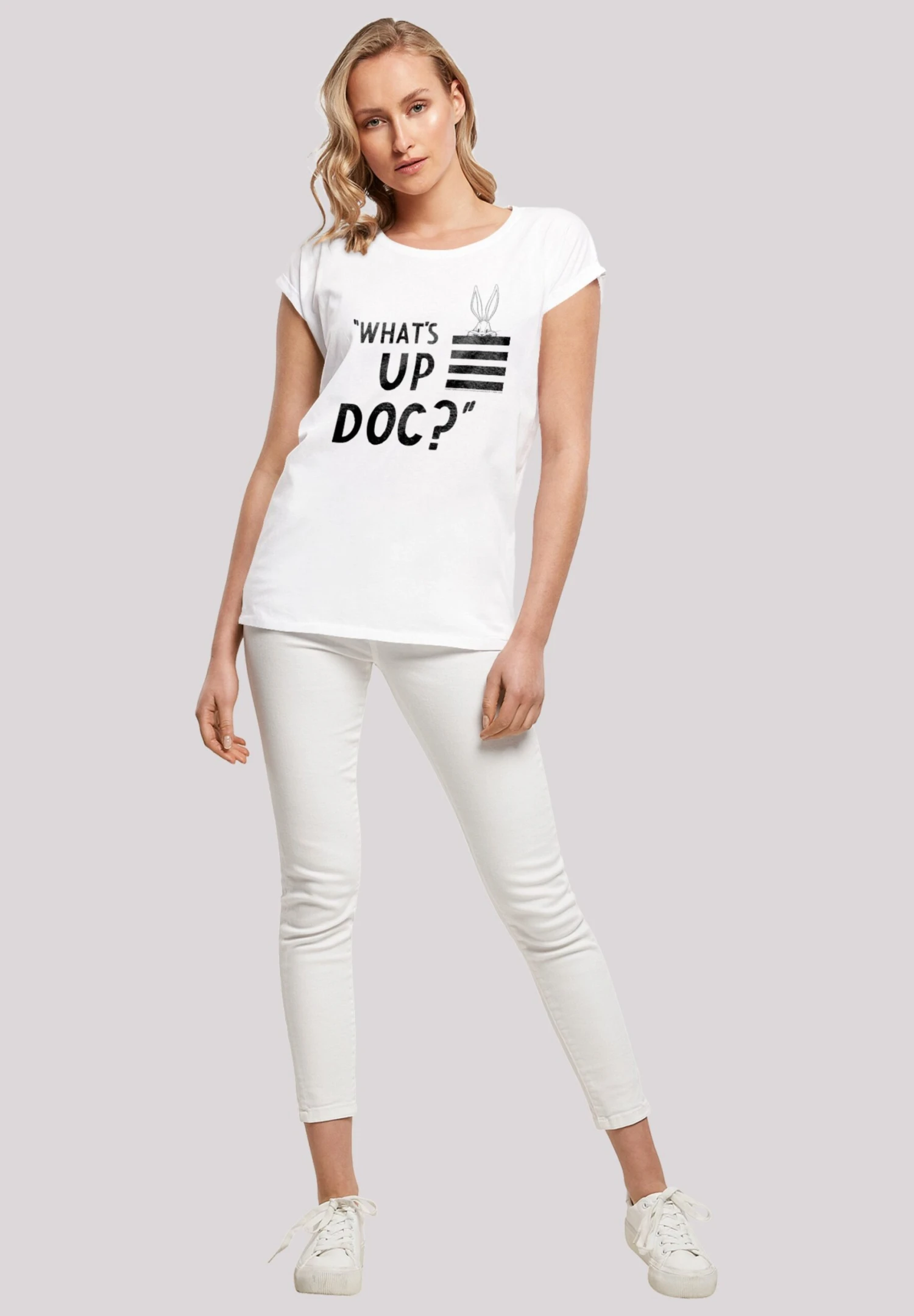 F4NT4STIC Looney Tunes Bugs Bunny Whats Up Doc Stripes - T-Shirt Print - White 4 F4NT4STIC Looney Tunes Bugs Bunny Whats Up Doc Stripes - T-Shirt Print - White - Afbeelding 2