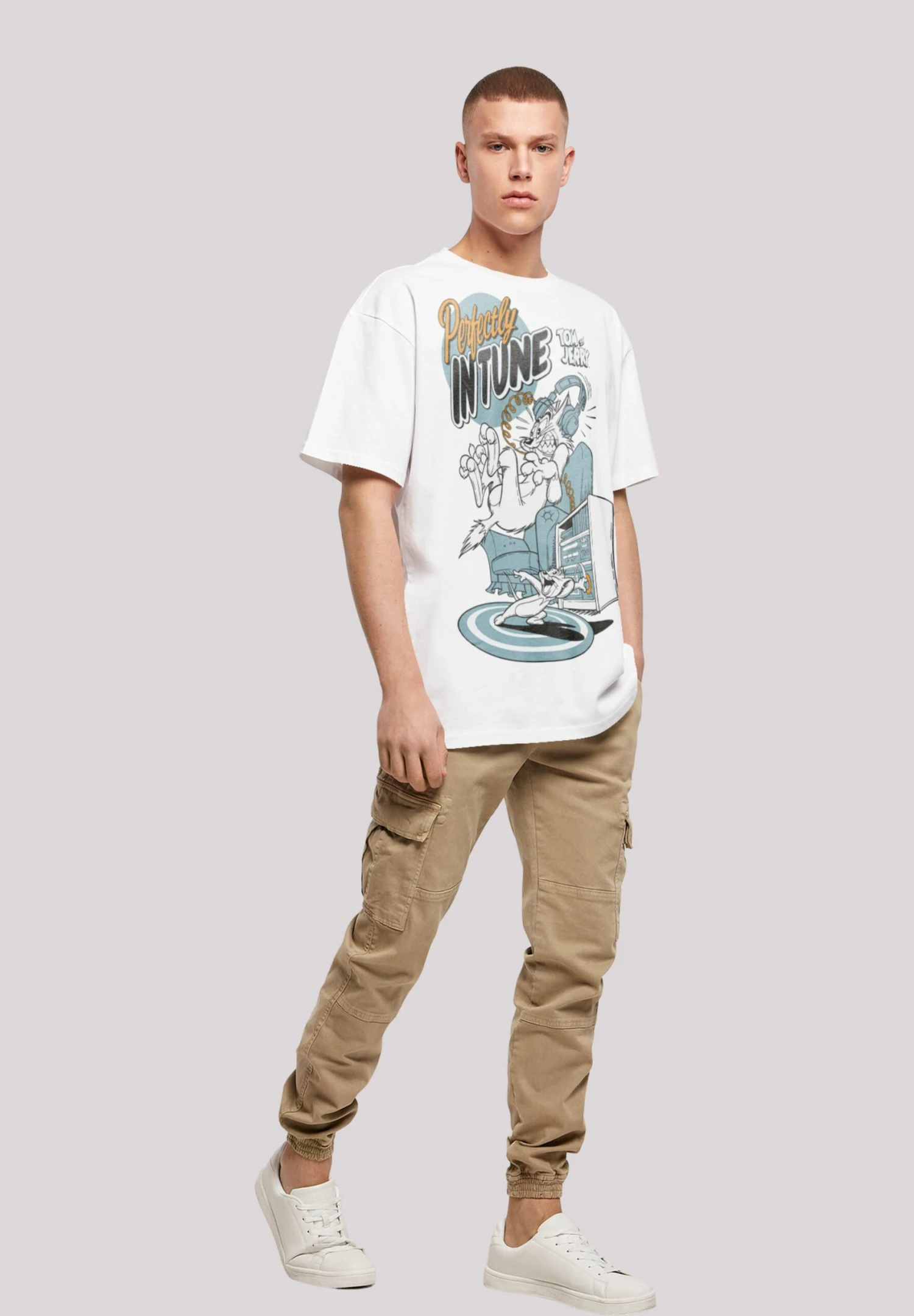 F4NT4STIC Tom Und Jerry Perfectly In Tune - T-Shirt Print - White 4 F4NT4STIC Tom Und Jerry Perfectly In Tune - T-Shirt Print - White - Afbeelding 2