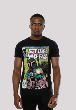 F4NT4STIC Star Wars Boba Fett Comic Premium Krieg Der Sterne Fan Merch - - T-Shirt Print - Black