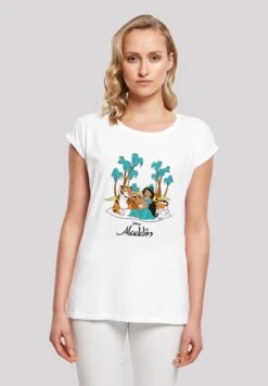 F4NT4STIC Disney Aladdin Jasmine Abu Rajah Beach - T-Shirt Print - White
