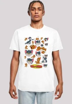 F4NT4STIC Tom Und Jerry Many Faces - T-Shirt Print - White