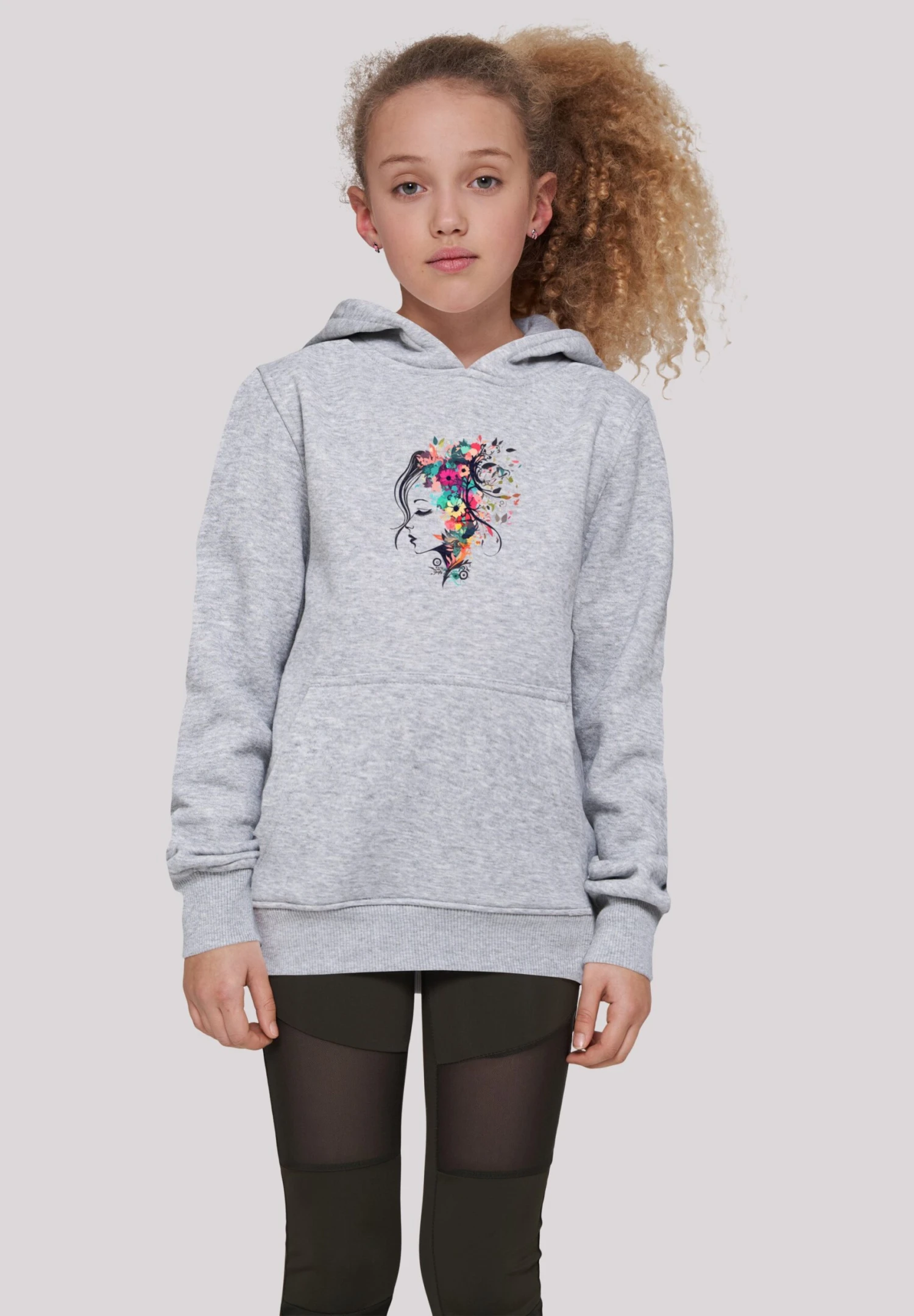 F4NT4STIC Silhouette Bunte Blumen - Hoodie - Heather Grey 4 F4NT4STIC Silhouette Bunte Blumen - Hoodie - Heather Grey - Afbeelding 2