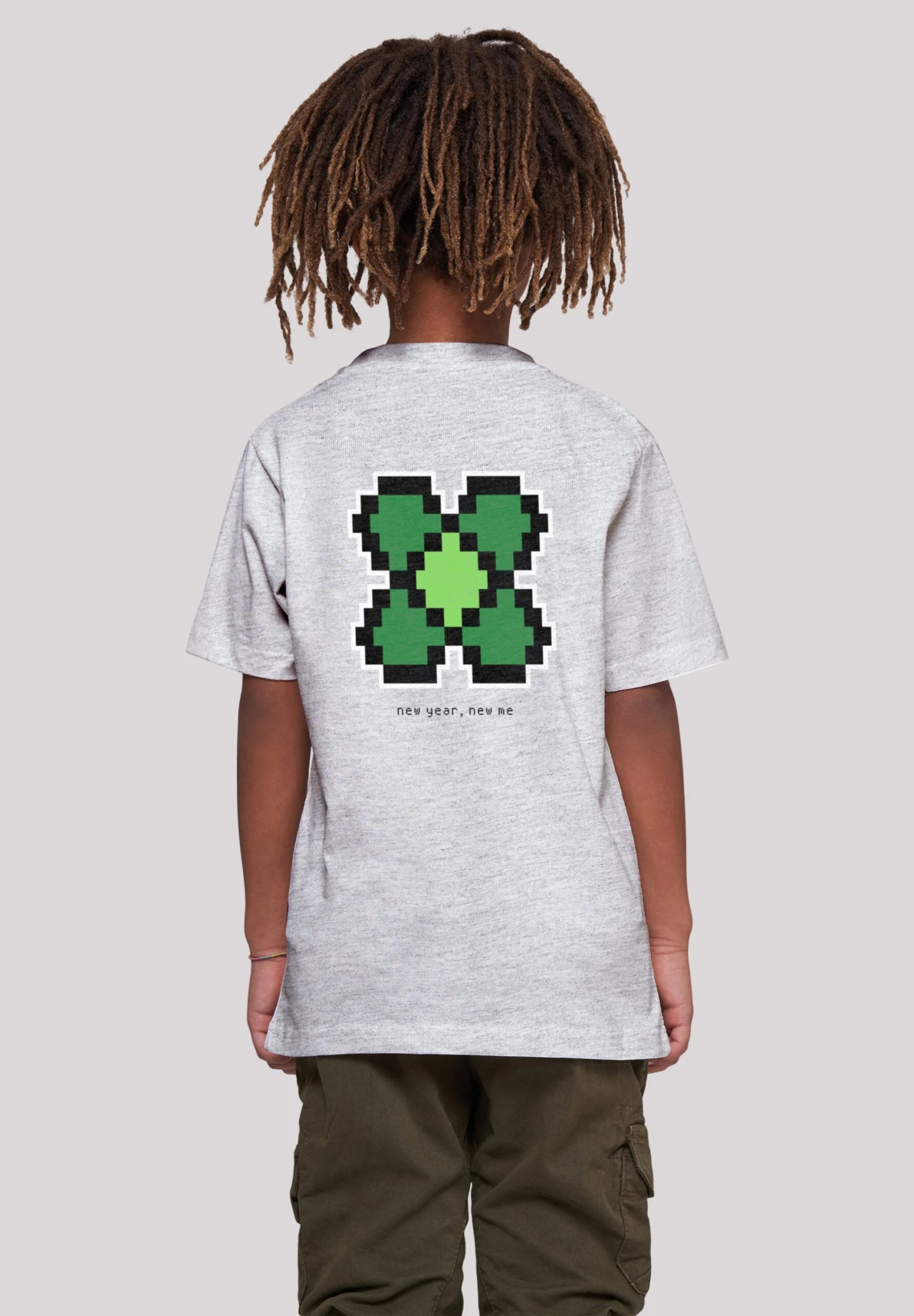 F4NT4STIC Silvester Happy New Year Pixel Kleeblatt - T-Shirt Print - Heather Grey 3 F4NT4STIC Silvester Happy New Year Pixel Kleeblatt - T-Shirt Print - Heather Grey