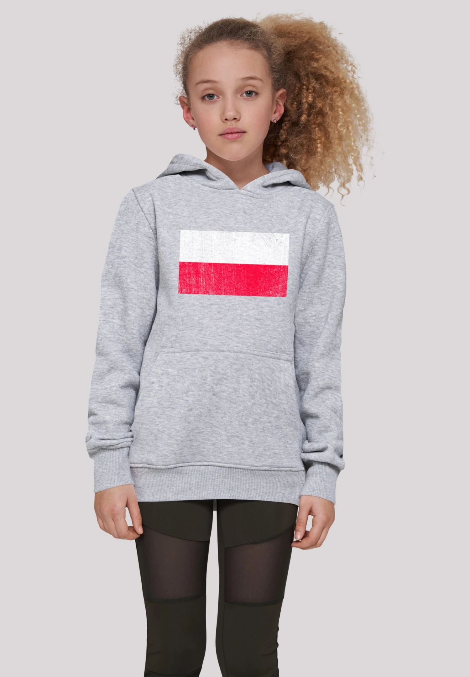 F4NT4STIC Polen Flagge Distressed - Hoodie - Heather Grey 4 F4NT4STIC Polen Flagge Distressed - Hoodie - Heather Grey - Afbeelding 2