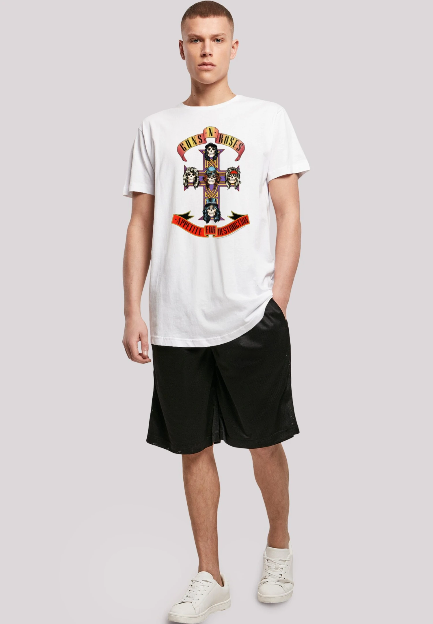 F4NT4STIC Guns 'N' Roses Band - T-Shirt Print - White 4 F4NT4STIC Guns 'N' Roses Band - T-Shirt Print - White - Afbeelding 2