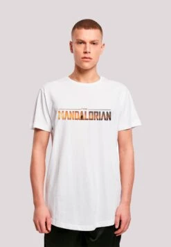 F4NT4STIC Star Wars The Mandalorian Logo - Premium Krieg Der Sterne Fan Me - T-Shirt Print - White