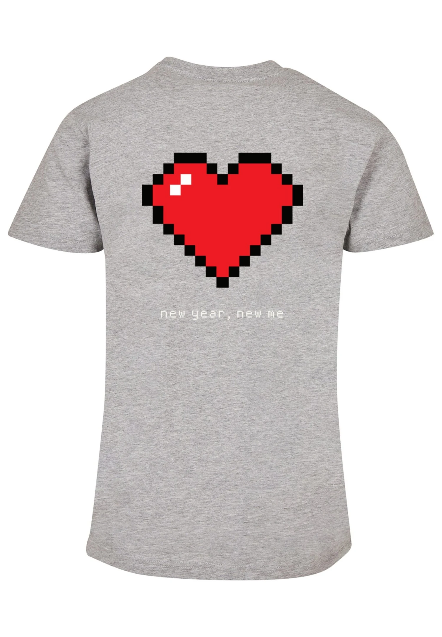 F4NT4STIC Happy New Year Pixel Herz - T-Shirt Print - Heather Grey 9 F4NT4STIC Happy New Year Pixel Herz - T-Shirt Print - Heather Grey - Afbeelding 7