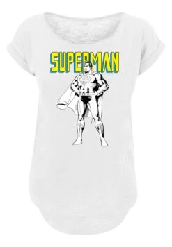 F4NT4STIC Dc Comics Superman Mono Action Pose - T-Shirt Print - White -F4Nt4Stic f00cc682b4b846e3a8d7f4d93392030d