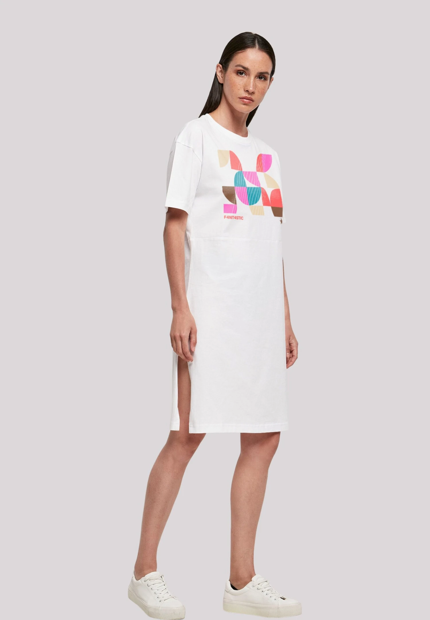 F4NT4STIC Muster Bunt Abstrakt- Jerseyjurk - Weiß 4 F4NT4STIC Muster Bunt Abstrakt- Jerseyjurk - Weiß - Afbeelding 2