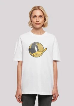 F4NT4STIC Looney Tunes Trickfilm Serie Cartoon Daffy Duck Dotted Profile - T-Shirt Print - White