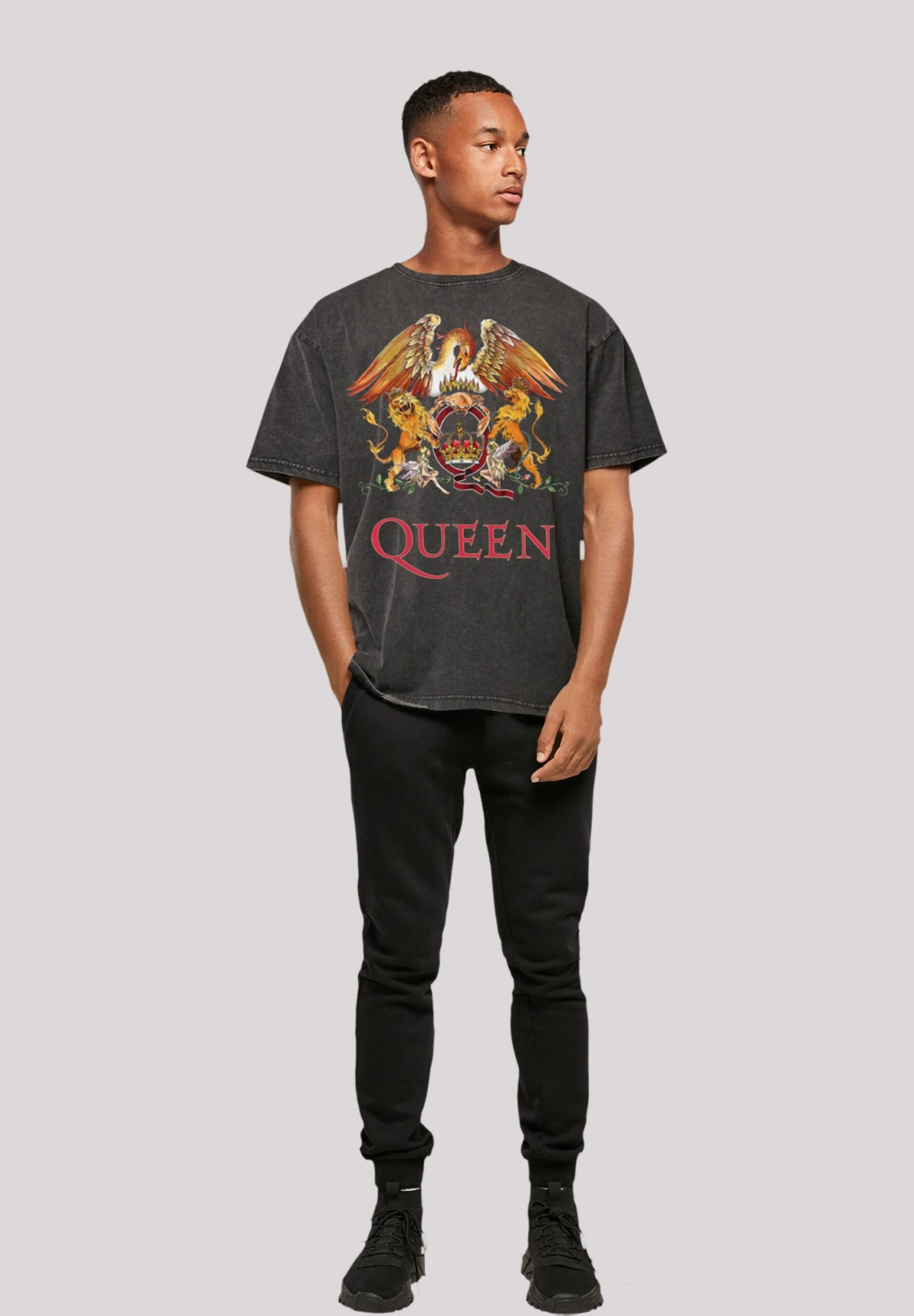 F4NT4STIC Queen Classic Crest - T-Shirt Print - Schwarz 4 F4NT4STIC Queen Classic Crest - T-Shirt Print - Schwarz - Afbeelding 2