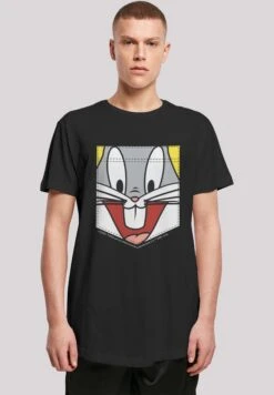 F4NT4STIC Looney Tunes Bugs Bunny Face- T-Shirt Print - Black