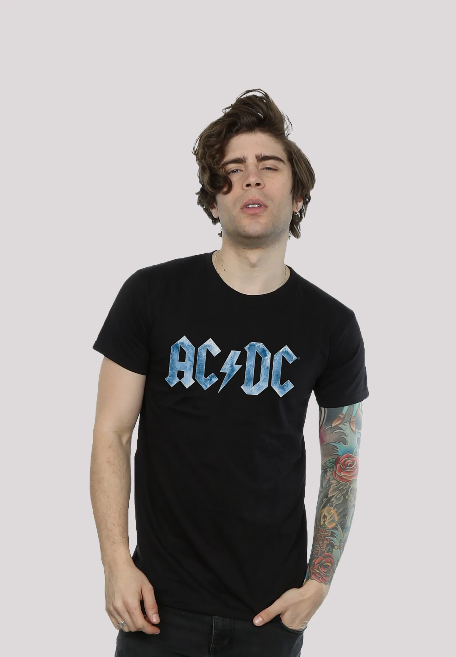 F4NT4STIC Acdc Blue Ice Logo - Premium Rock Metal Musik Band Fan Merch Für - T-Shirt Print - Black 3 F4NT4STIC Acdc Blue Ice Logo - Premium Rock Metal Musik Band Fan Merch Für - T-Shirt Print - Black