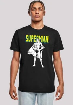 F4NT4STIC Dc Comics Superman Mono Action Pose - T-Shirt Print - Black
