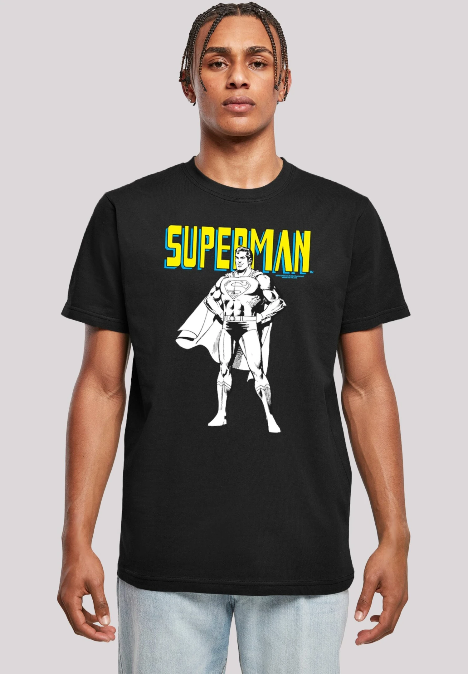 F4NT4STIC Dc Comics Superman Mono Action Pose - T-Shirt Print - Black 3 F4NT4STIC Dc Comics Superman Mono Action Pose - T-Shirt Print - Black
